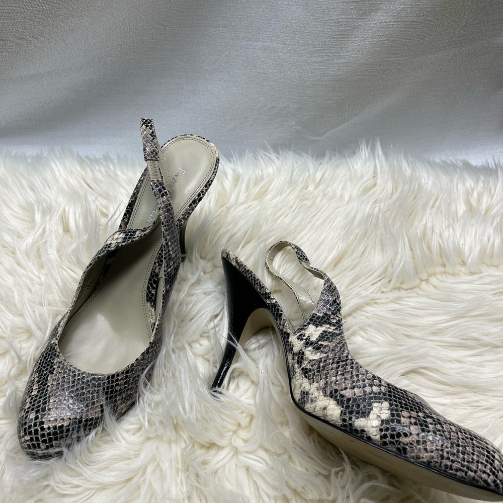 Snake skin sling back shoes